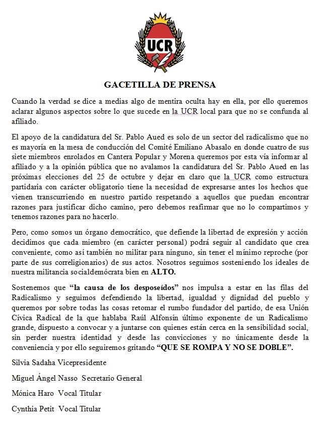 comunicado ucr necochea