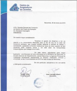 nota acopiadores conflicto con trnsportistas enero 2016
