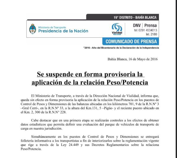 vialidad peso potencia