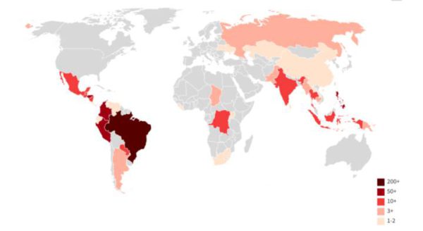 Asesinatos por país 2010-2015. G. W.