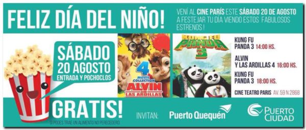 Puerto Quequén festeja el Día del Niño con el mejor Cine Infantil