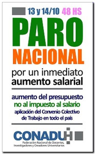 Paro Nacional en las Universidades Nacionales el 13 y 14 de octubre﻿