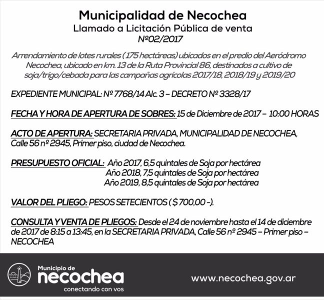 NECOCHEA: Se ponen a la venta los pliegos para arrendar lotes en el Aeródromo local