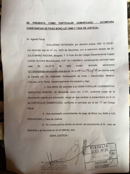 NECOCHEA: Nueva presentación judicial contra Francisco Medina y el Consejo de Administración