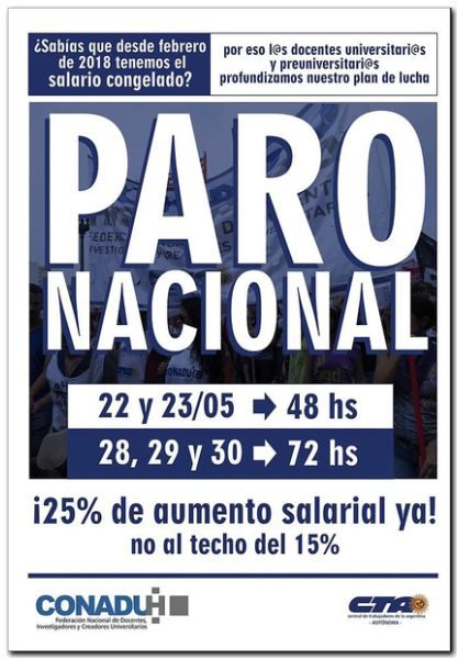 EDUCACIÓN: Hoy paran por 48 horas, los profesores universitarios