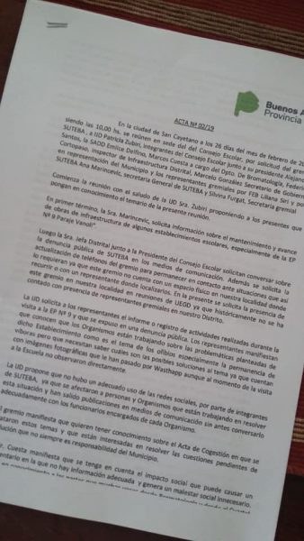 EDUCACIÓN: Gestiones de SUTEBA Necochea por infraestructura