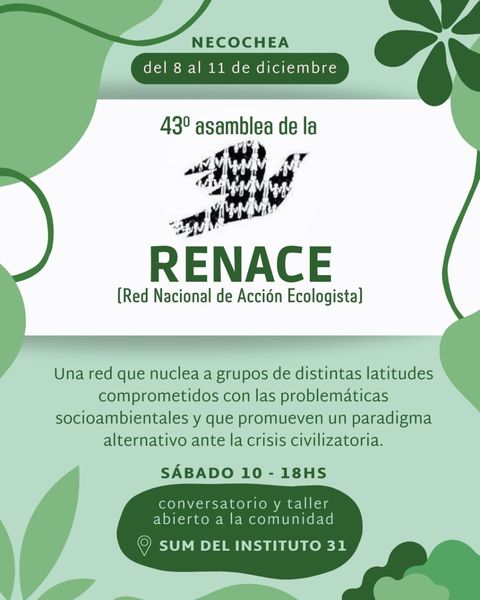 La Red Nacional de Acción Ecologista se reunirá en Necochea