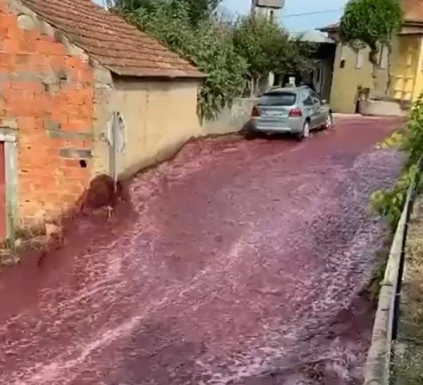 Impresionante río de vino en Portugal