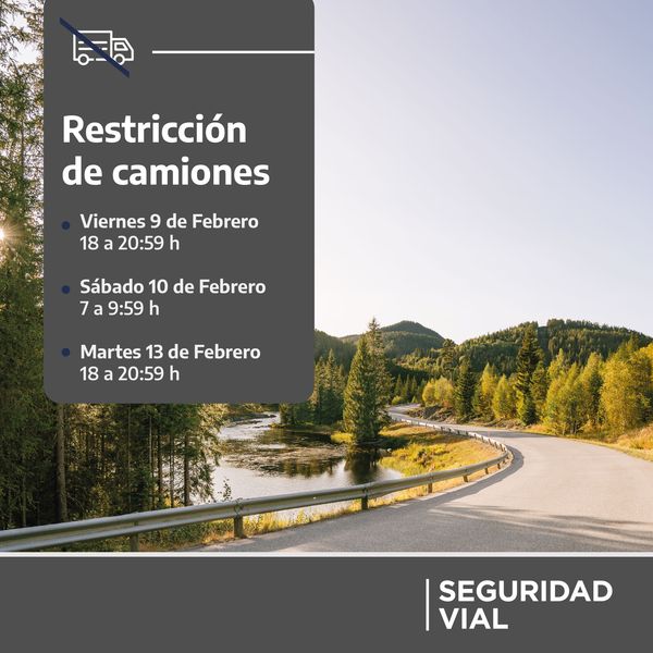 Restricción de camiones por fin de semana largo