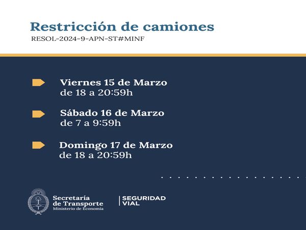 Restricción para la circulación de camiones