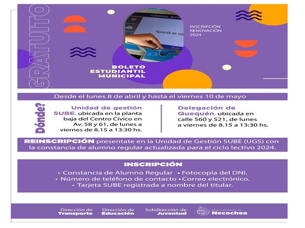 Boleto Estudiantil Municipal para “nivelar oportunidades”