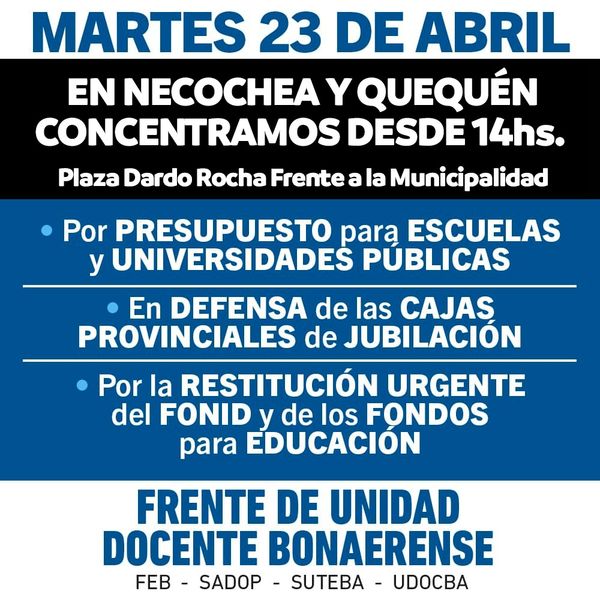 Necochea en apoyo de la educación pública