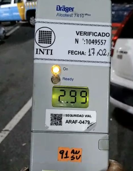 ALCOHOLEMIA: Un hombre con 2,99 grados
