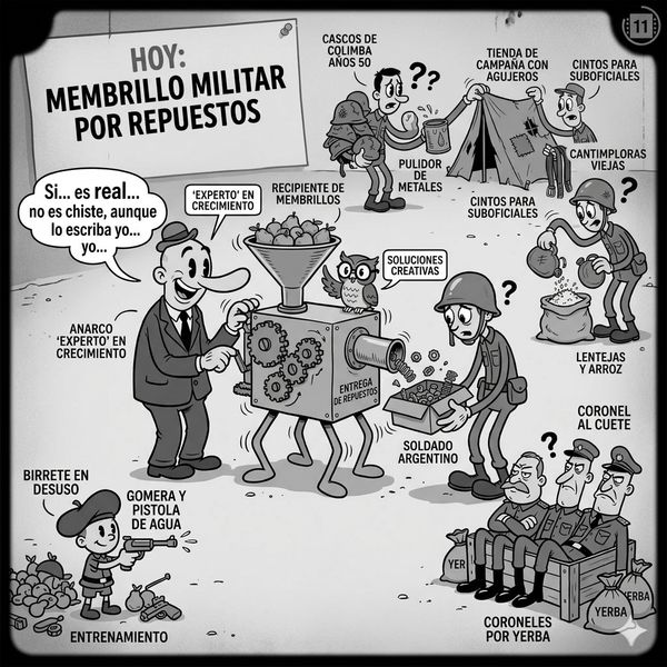 Sale con fritas. Humor político. HOY: Membrillo militar por repuestos